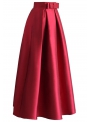 Skladaná maxi sukňa, červená