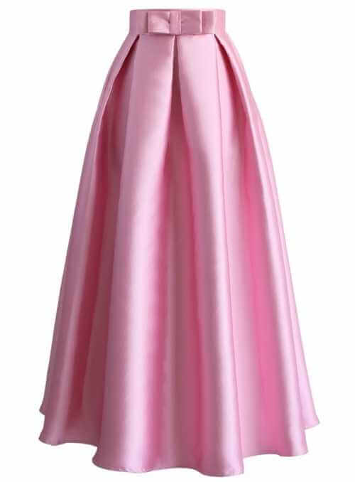 MAXI růžová sladká sukně s mašlí