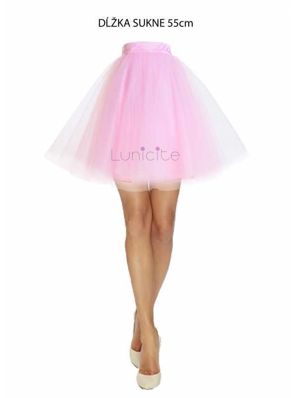 Lunicite RUŽOVÝ TULIPÁN – exkluzívna tylová sukňa bledo ružová, dĺžka 55cm