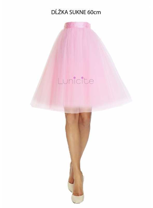 Lunicite RUŽOVÝ TULIPÁN – exkluzívna tylová sukňa bledo ružová, 60cm