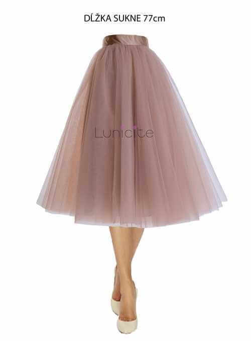 Lunicite CAPPUCCINO TULIPÁN – exkluzívna tylová sukňa cappuccino, 77cm