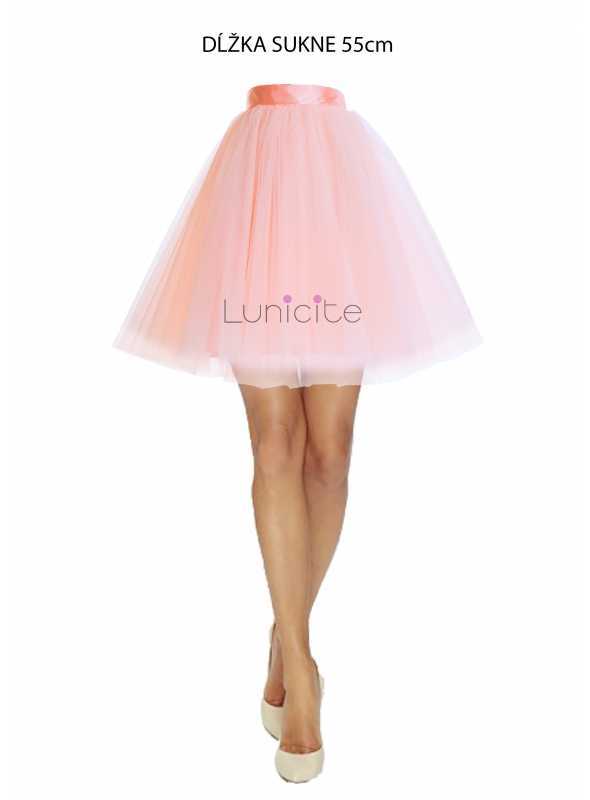 Lunicite PUDROVÝ TULIPÁN – exkluzívna tylová sukňa pudrovo ružová, dĺžka 55cm