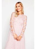 Maxi Dress "Pink Champagne" with long sleeves