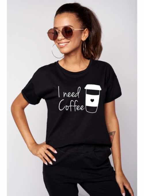 Dámske tričko „I need coffee“ - XS