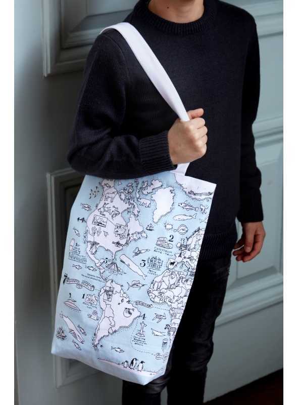 Mapa sveta - veľká taška na plece - vyfarbuj a uč sa