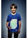 Modré detské zábavné iluminačné tričko /zelená svietiaca plocha/ + laser pero, 3-4 roky