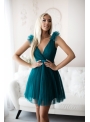 Olivia - mini šaty, smaragdové - L