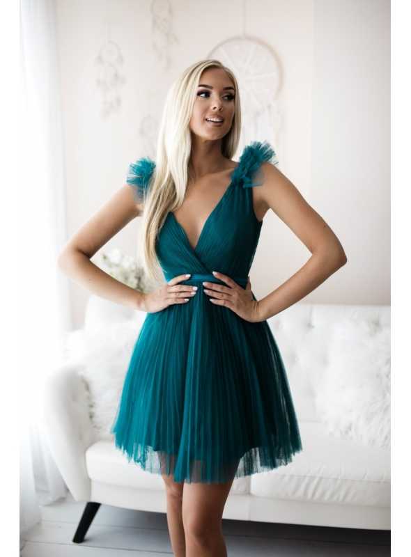 Olivia - mini šaty, smaragdové