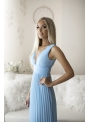 Natalie - maxi šaty s čipkou a plisovaním modré - S