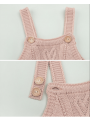 Detský pletený overal na traky so srdiečkami, ružový - 5-6 rokov