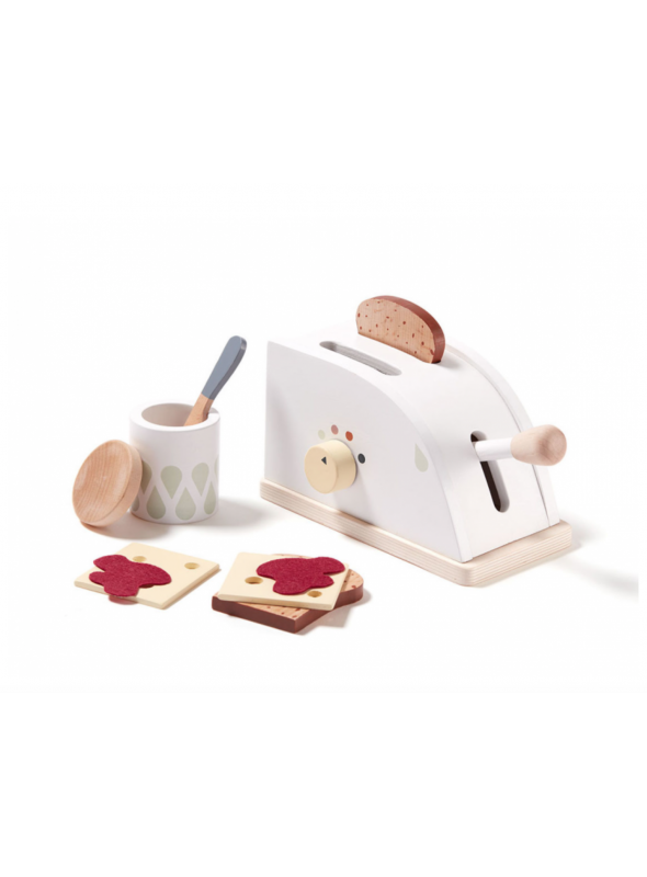 Detský drevený toastovač do kuchynky s príslušenstvom