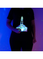 LIMITKA Detské zábavné iluminačné tričko čierne RAKETA +laser svetielko, 3-4 roky