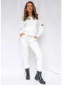 Luxusná dámska mikina s kapucňou, biela prešívaná, XS