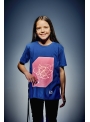 Modré detské zábavné iluminačné tričko /ružová svietiaca plocha/ + laser pero, 3-4 roky