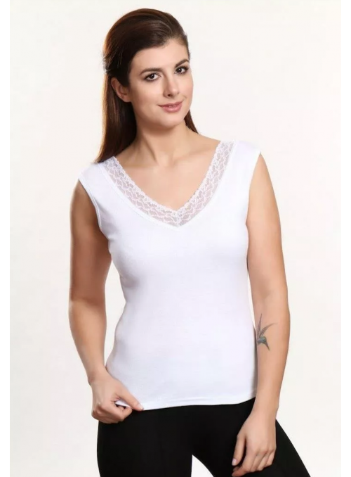 White top without sleeves with lace - M