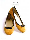 DOLLY by Le Petit Tom ® WOMEN BALLET FLATS 27W golden ochre soft suede