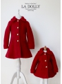 LA DOLLY vlnený „bábikovský kabát“ - červený