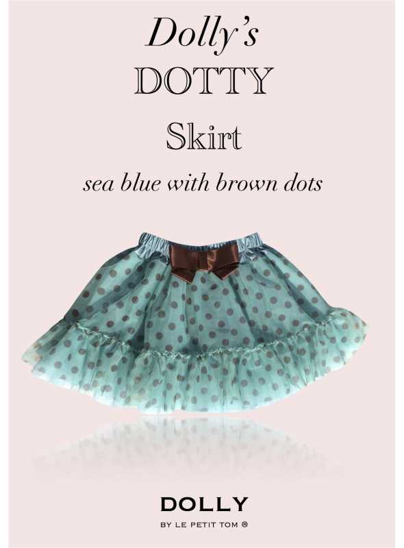 DOLLY tečkovaná sukně – mořsky modrá s hnědými tečkami