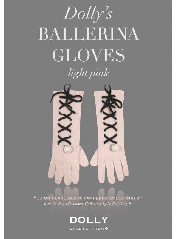 DOLLY perličkové ballerina kašmírové rukavice – bleděrůžové